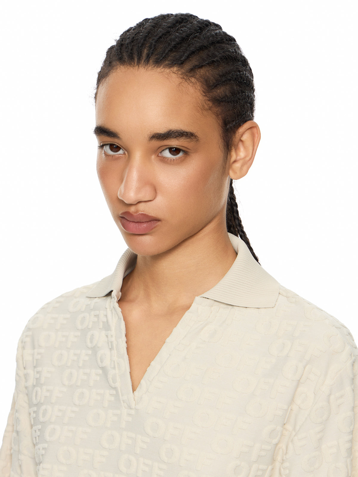 OFF WHITE Terry Off Crop Polo Beige-No Color 29A00713T