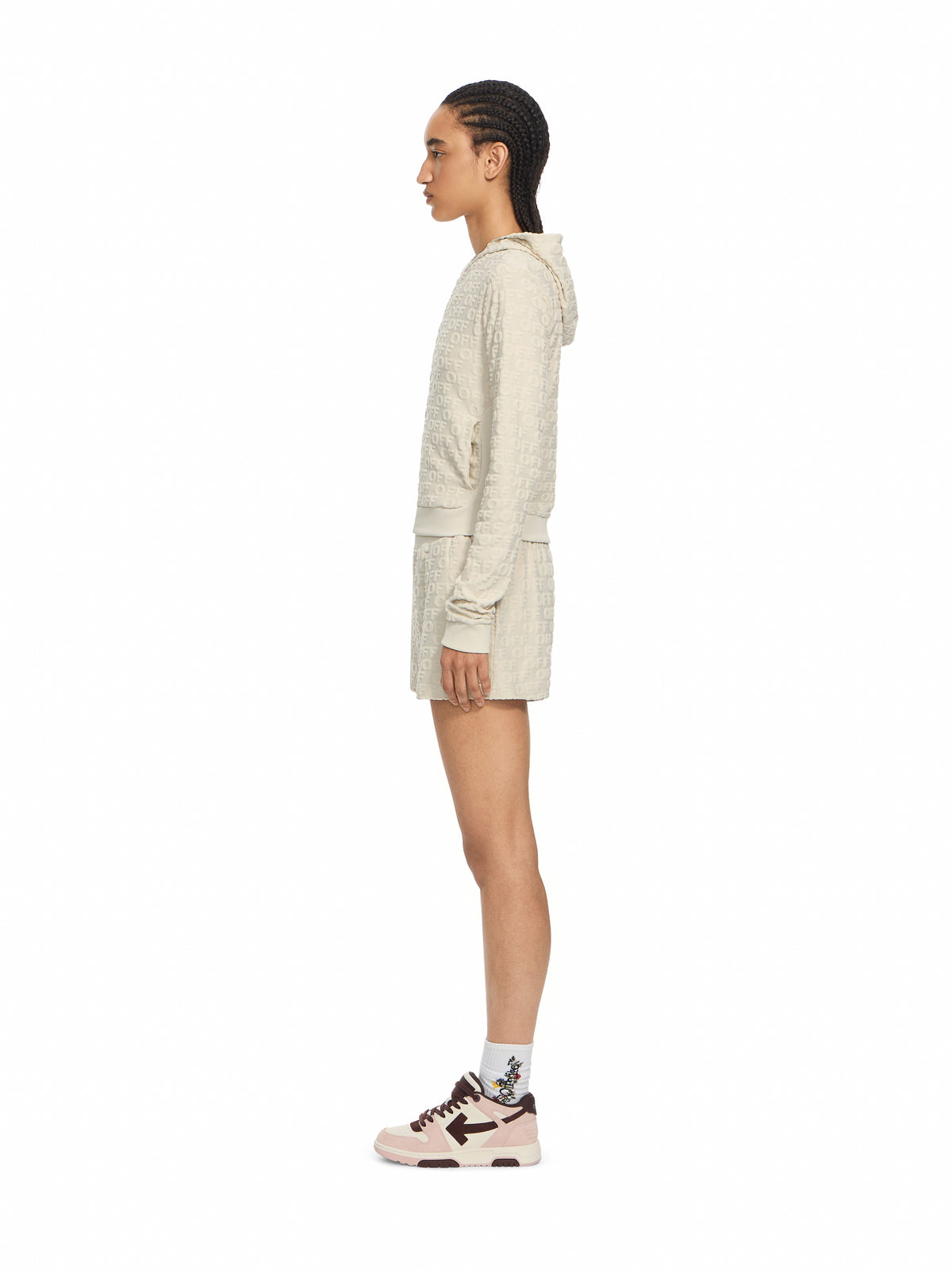 OFF WHITE Terry Off Slim Zip-Up Hoodie Beige-No Color 29E00709T