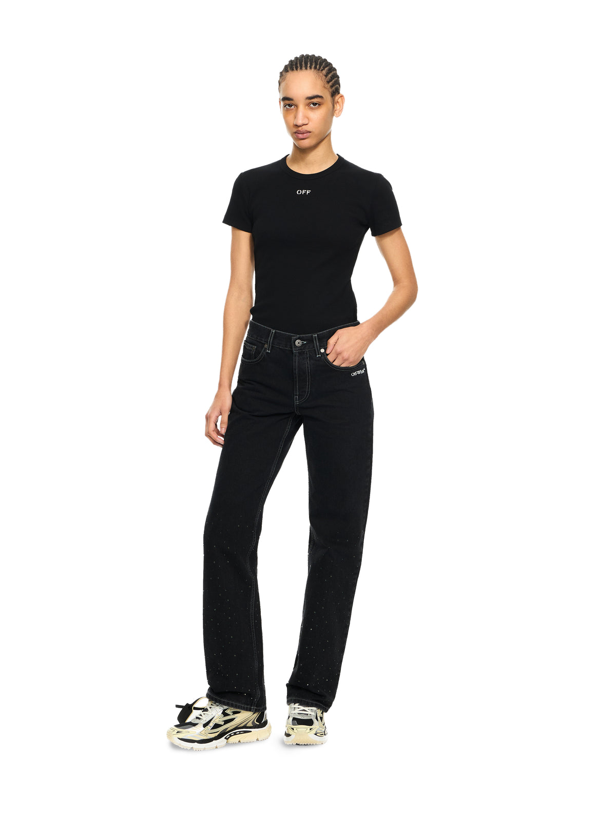 Off Stamp Ribbed Basic T-Shirt