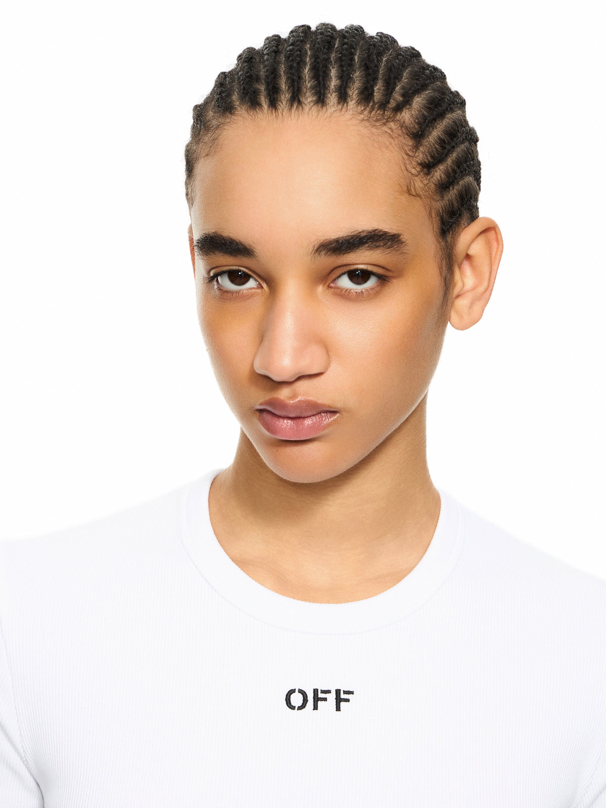 OFF WHITE Off Stamp Ribbed Basic T-Shirt White-Black 2AA065C99JER005