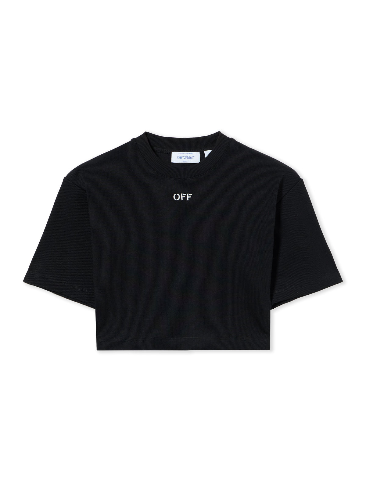 Off Stamp Ribbed Cropped T-Shirt