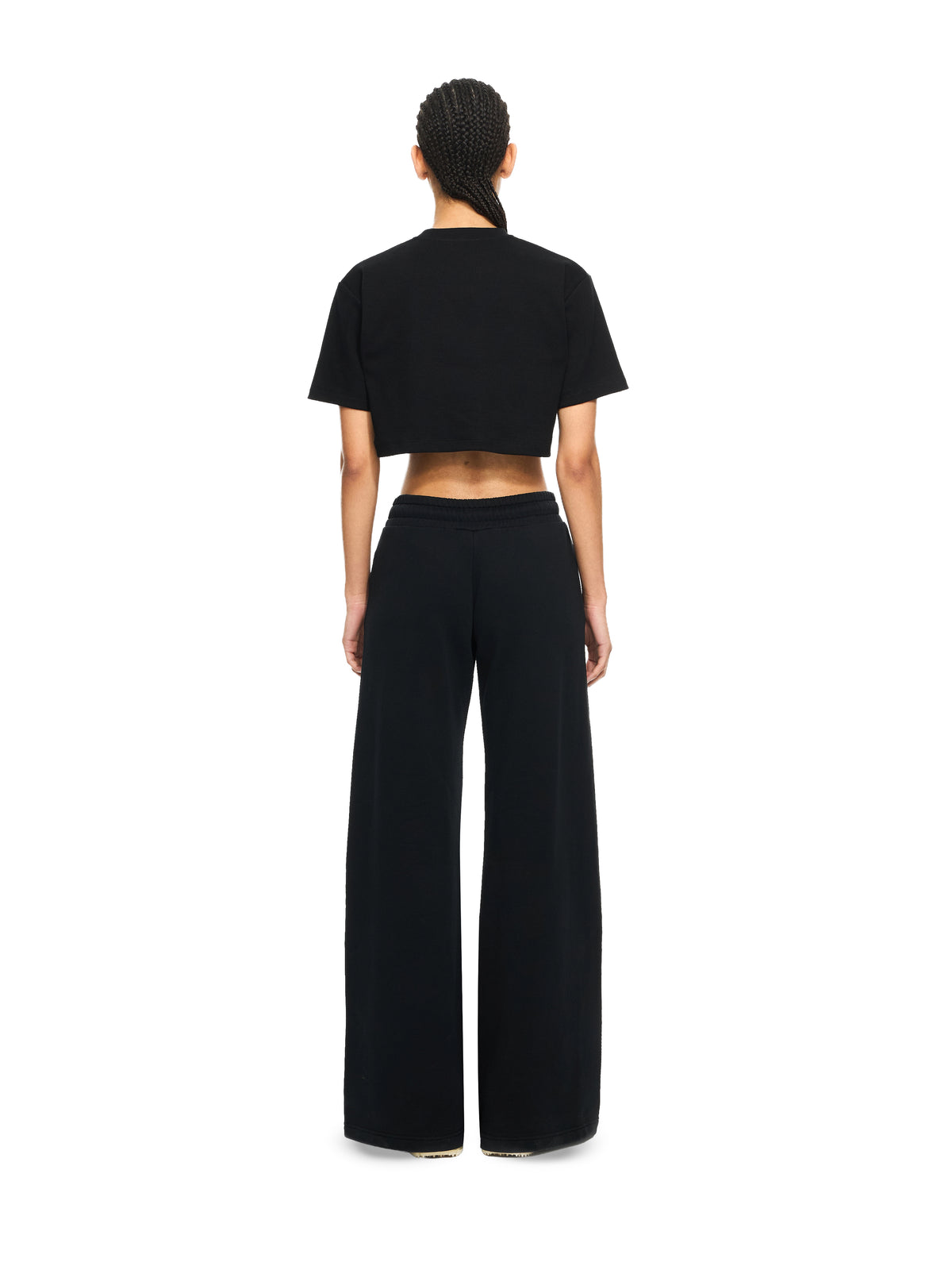OFF WHITE Off Stamp Ribbed Cropped T-Shirt Black-White 2AA081C99JER004