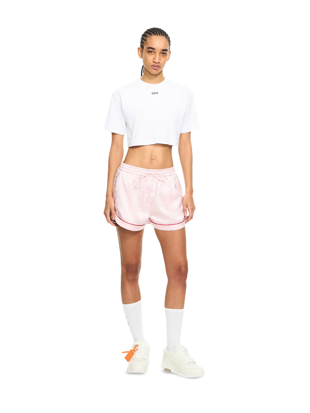 Off Stamp Ribbed Cropped T-Shirt