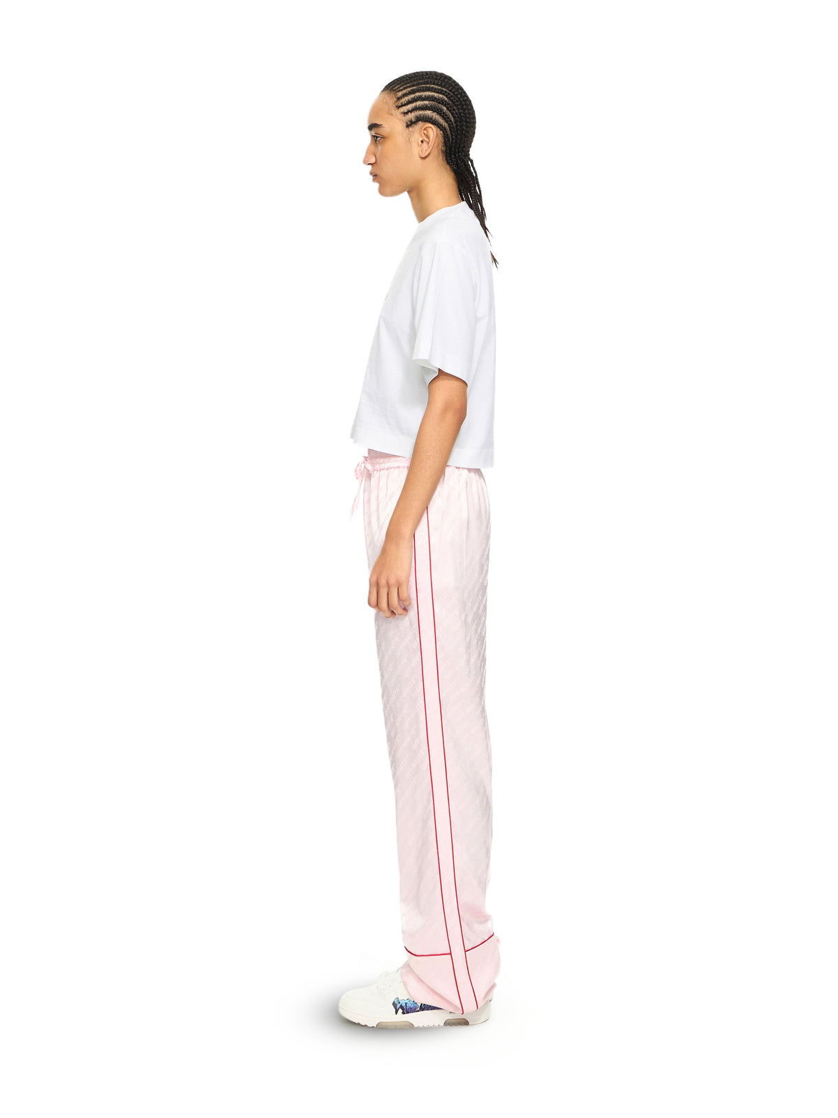 OFF WHITE Bookish Glowing Flower Crop T-shirt White-Black 2AA090S26JER001