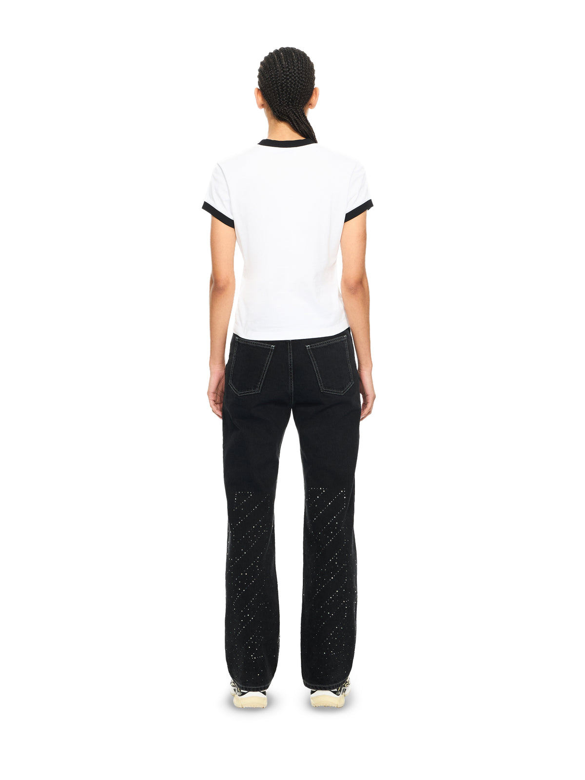 OFF WHITE Embroidered Script Fitted T-Shirt White-Black 2AA112S26JER001