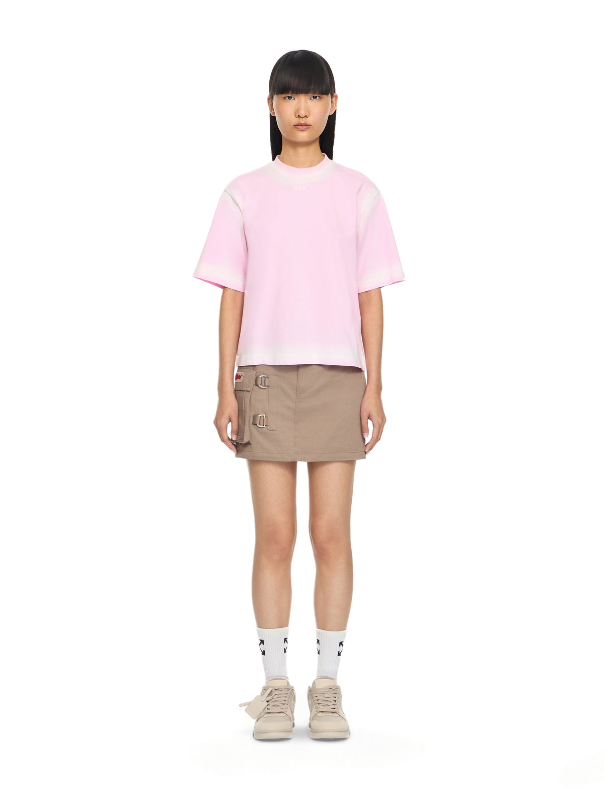 OFF WHITE Spray Off Stamp Boxy T-shirt Soft Pink-White 2AA124S26JER007