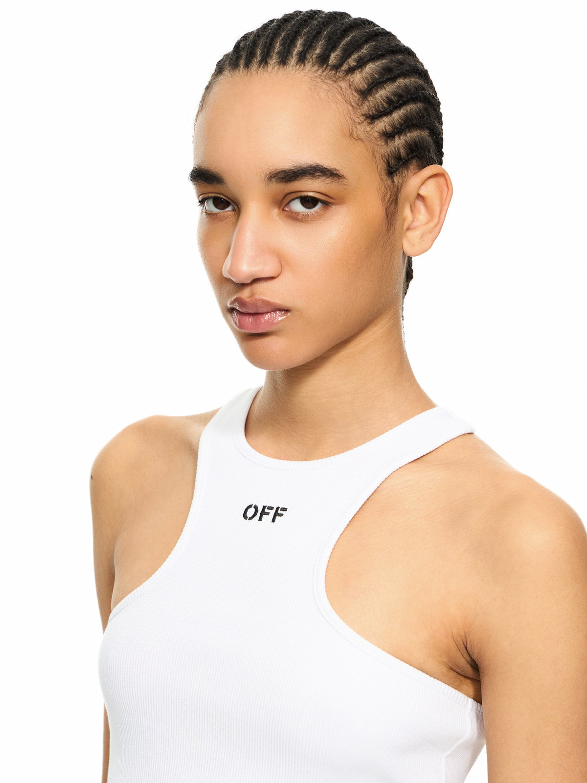 OFF WHITE Off Stamp Ribbed Rowing Top White-Black 2AD086C99JER002