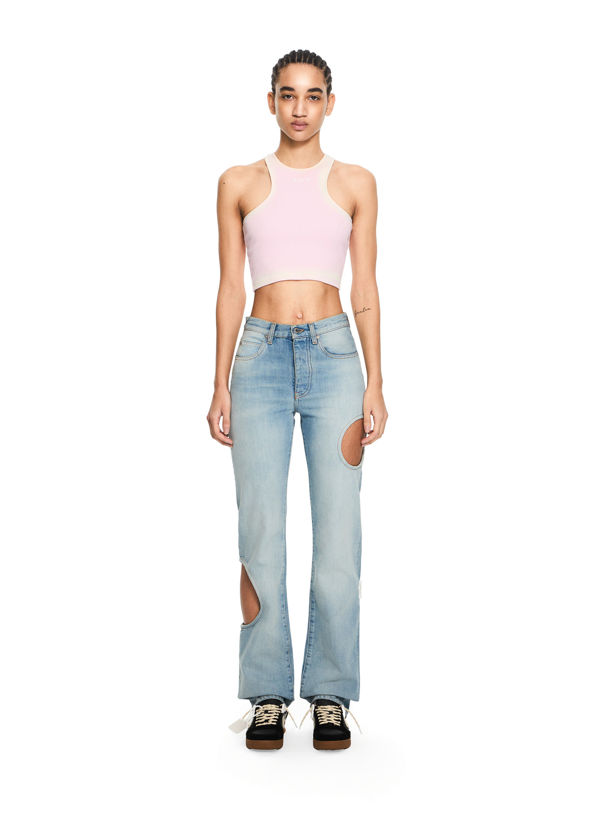 OFF WHITE Spray Off Stamp Ribbed Tank Top Soft Pink-White 2AD086S26JER001