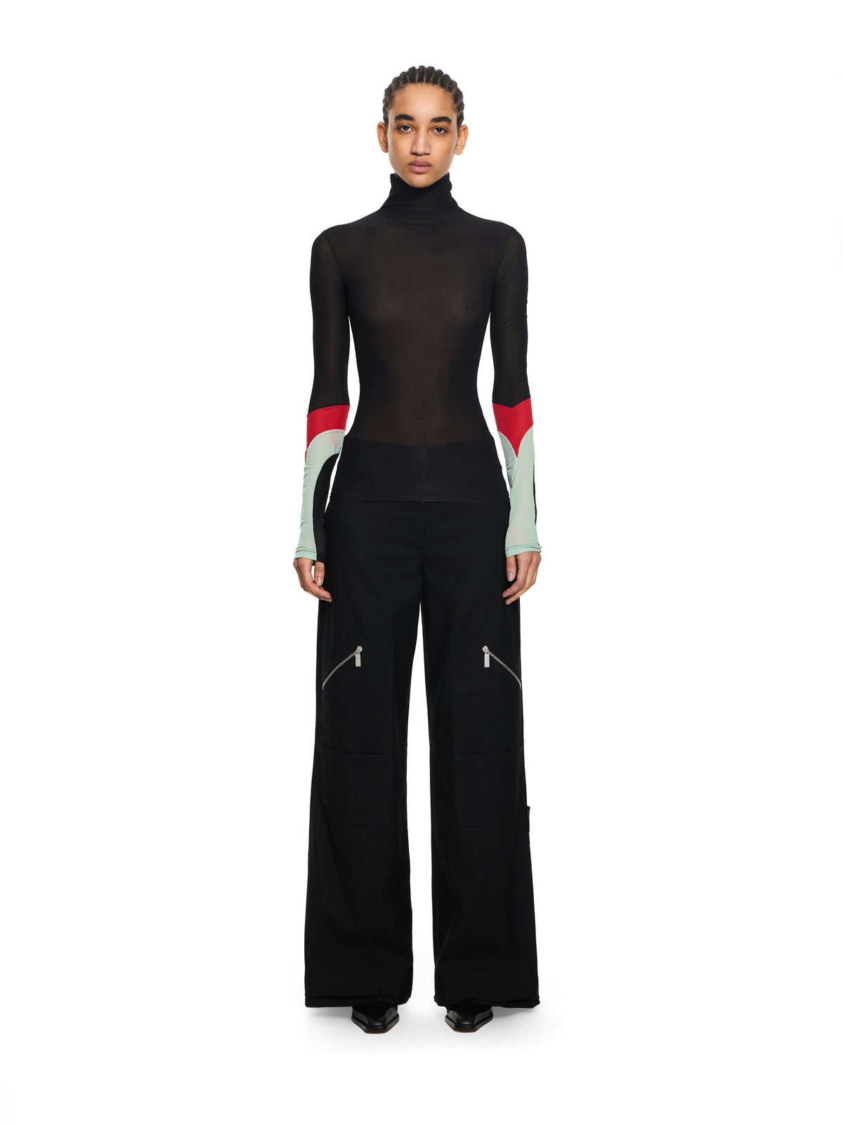 Long-Sleeved Turtleneck with Color Insert