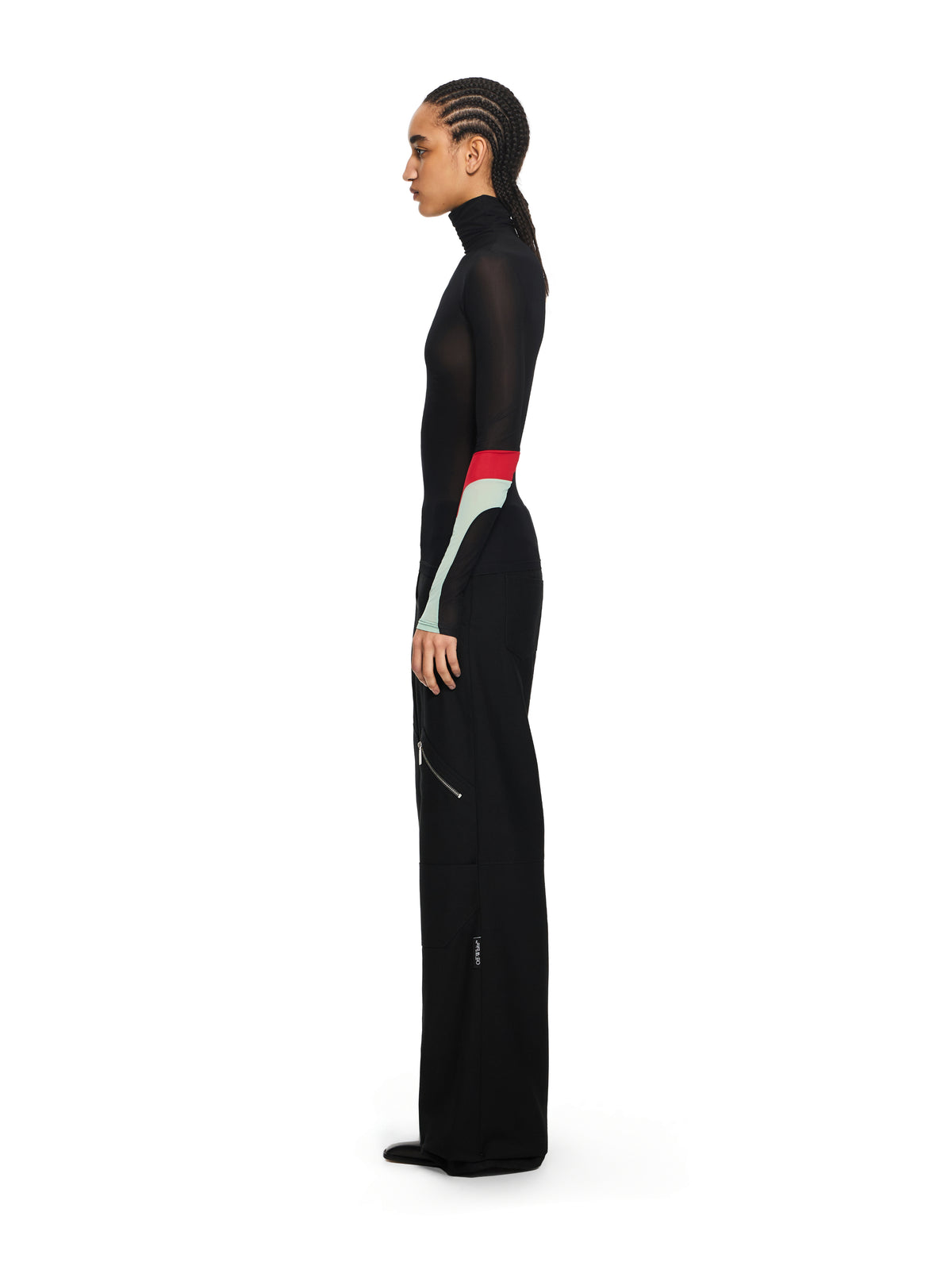 OFF WHITE Long-Sleeved Turtleneck with Color Insert Black-Black 2AD283S26JER001
