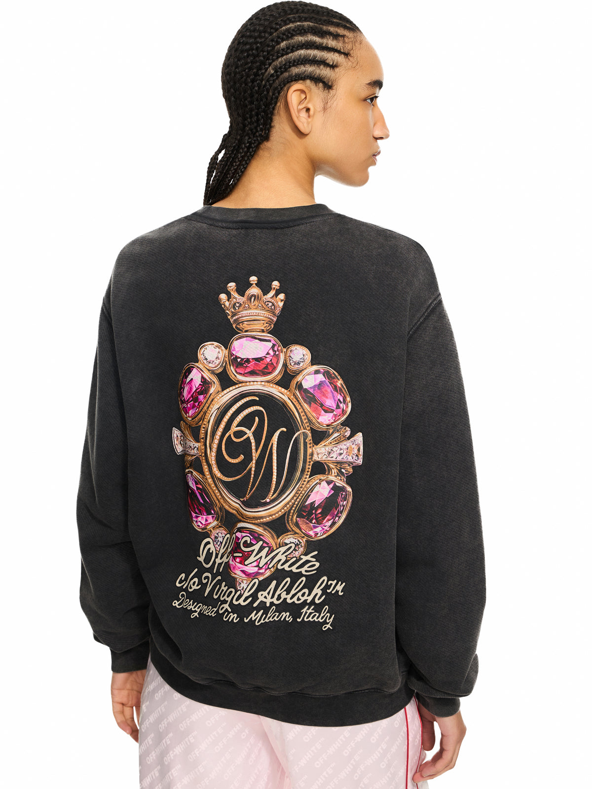 OFF WHITE Royal Jewels Sweatshirt Marble Black-Lemon Icing 2BA055S26FLE005