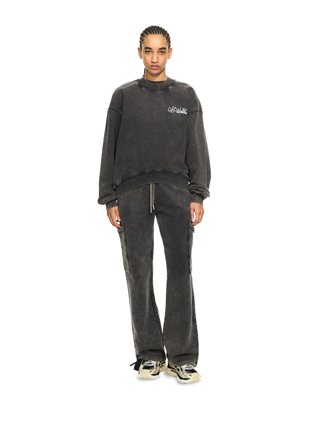 OFF WHITE Off Marker Over Crew Sweatshirt Marble Black-White 2BA075S26FLE002