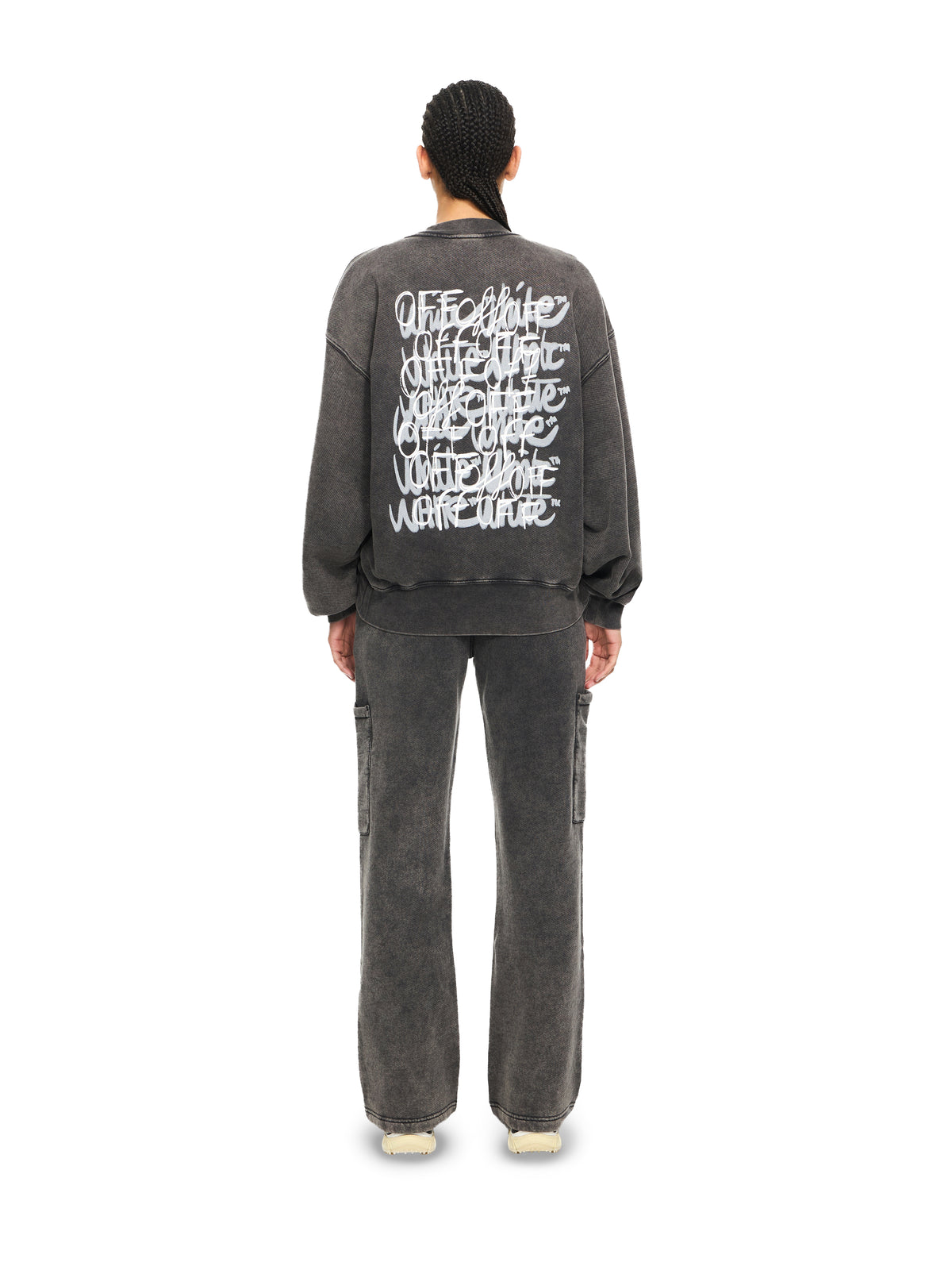 OFF WHITE Off Marker Over Crew Sweatshirt Marble Black-White 2BA075S26FLE002