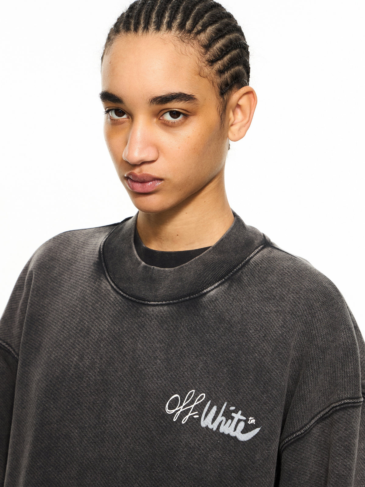 OFF WHITE Off Marker Over Crew Sweatshirt Marble Black-White 2BA075S26FLE002