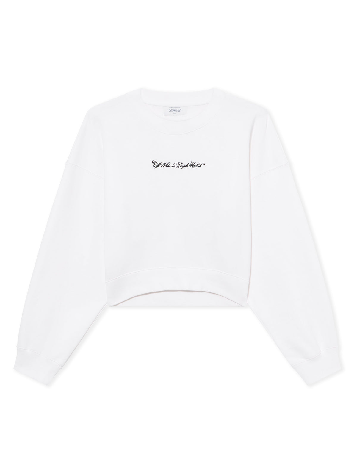 OFF WHITE Embroidered Arrow Script Crop Crewneck White-Black 2BA079S26FLE001