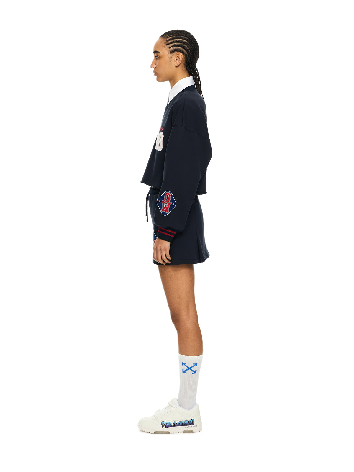 OFF WHITE Royal Patch Crop Sweatshirt Night Sky-Haute Red 2BA07ES26FLE001