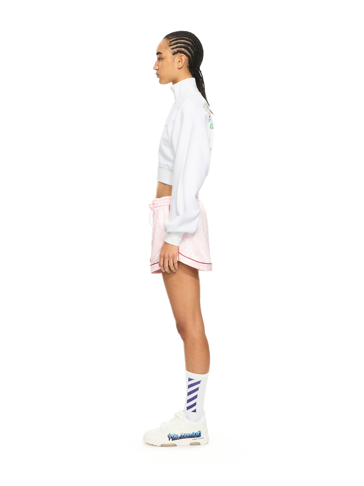 OFF WHITE Arrow Glowing Flower Crop Zip Jacket White-Night Sky 2BE006S26FLE001