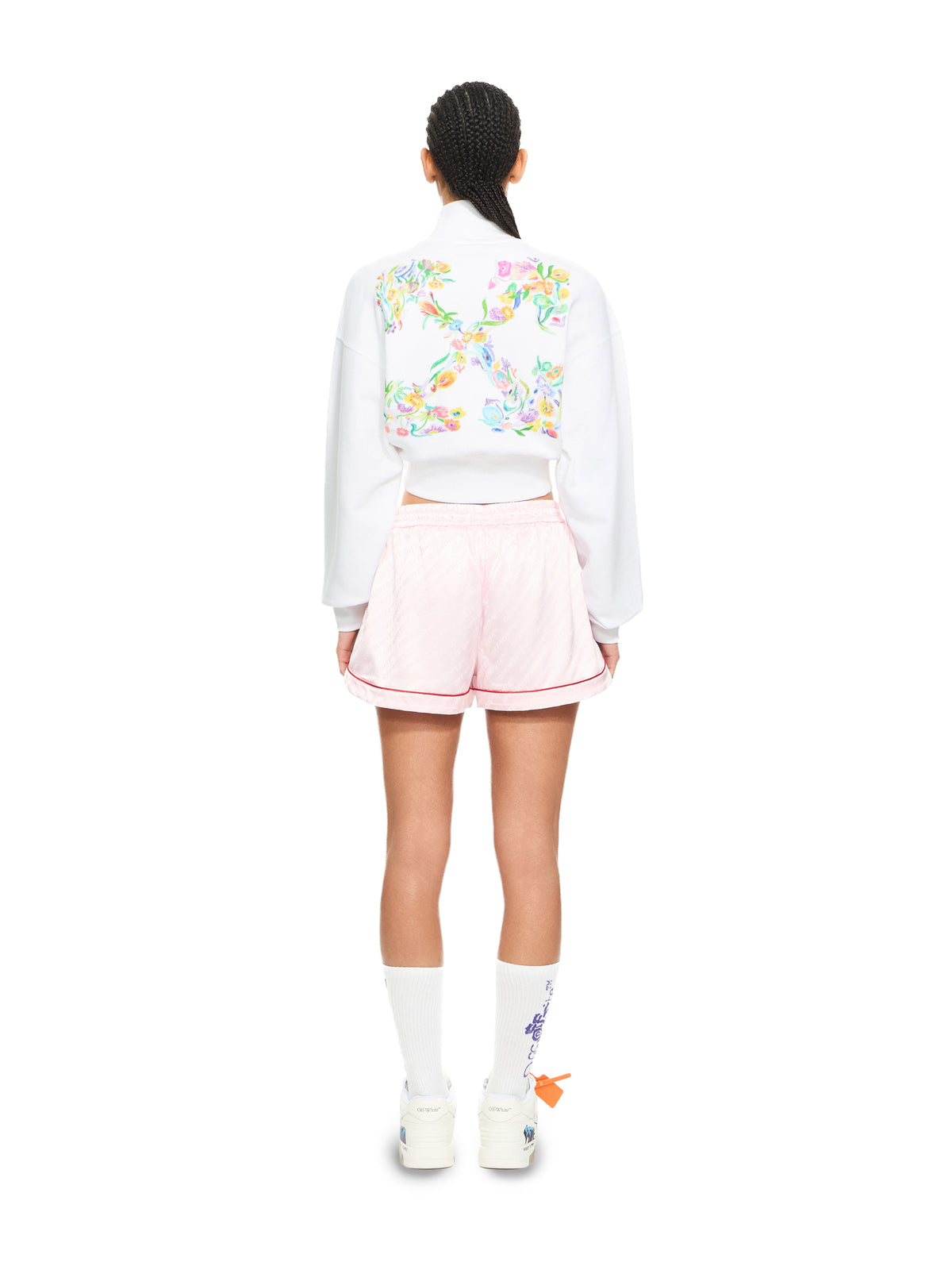 OFF WHITE Arrow Glowing Flower Crop Zip Jacket White-Night Sky 2BE006S26FLE001
