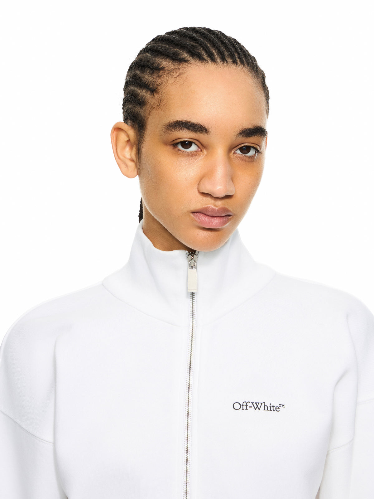 OFF WHITE Arrow Glowing Flower Crop Zip Jacket White-Night Sky 2BE006S26FLE001