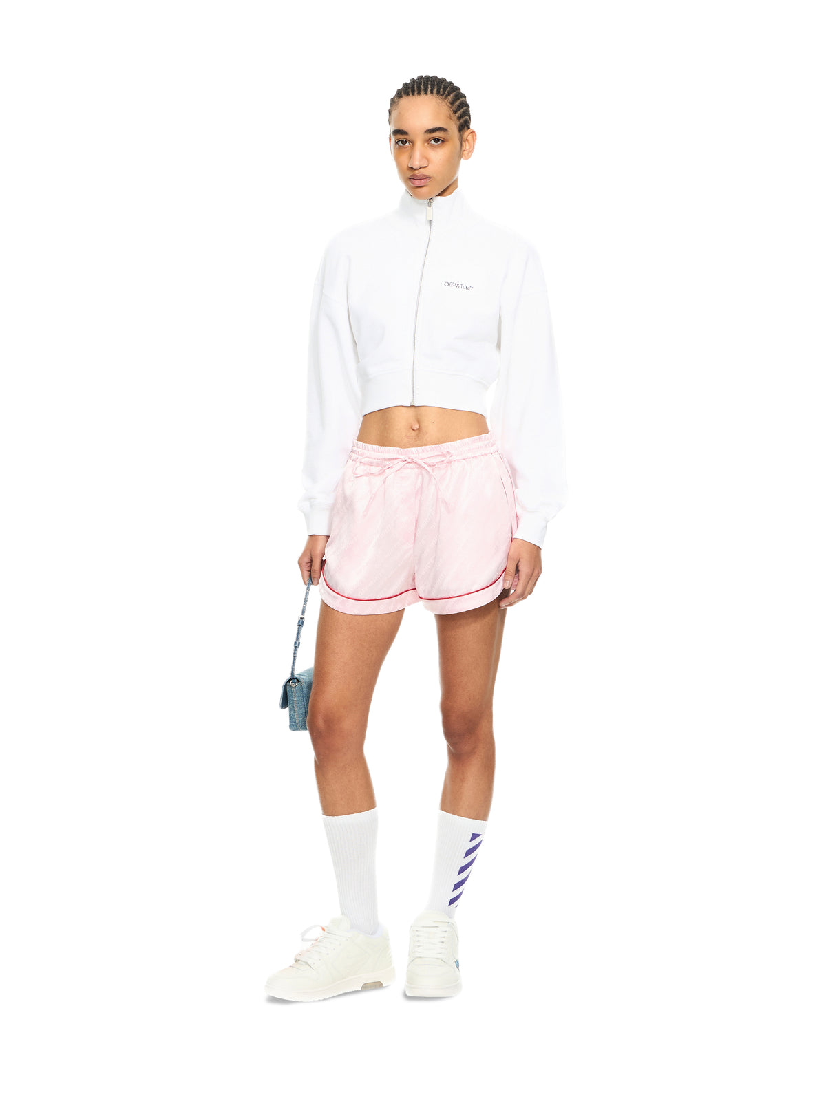 OFF WHITE Jacquard Satin Pajama Shorts Soft Pink-No Color 2CB05IS26FAB001
