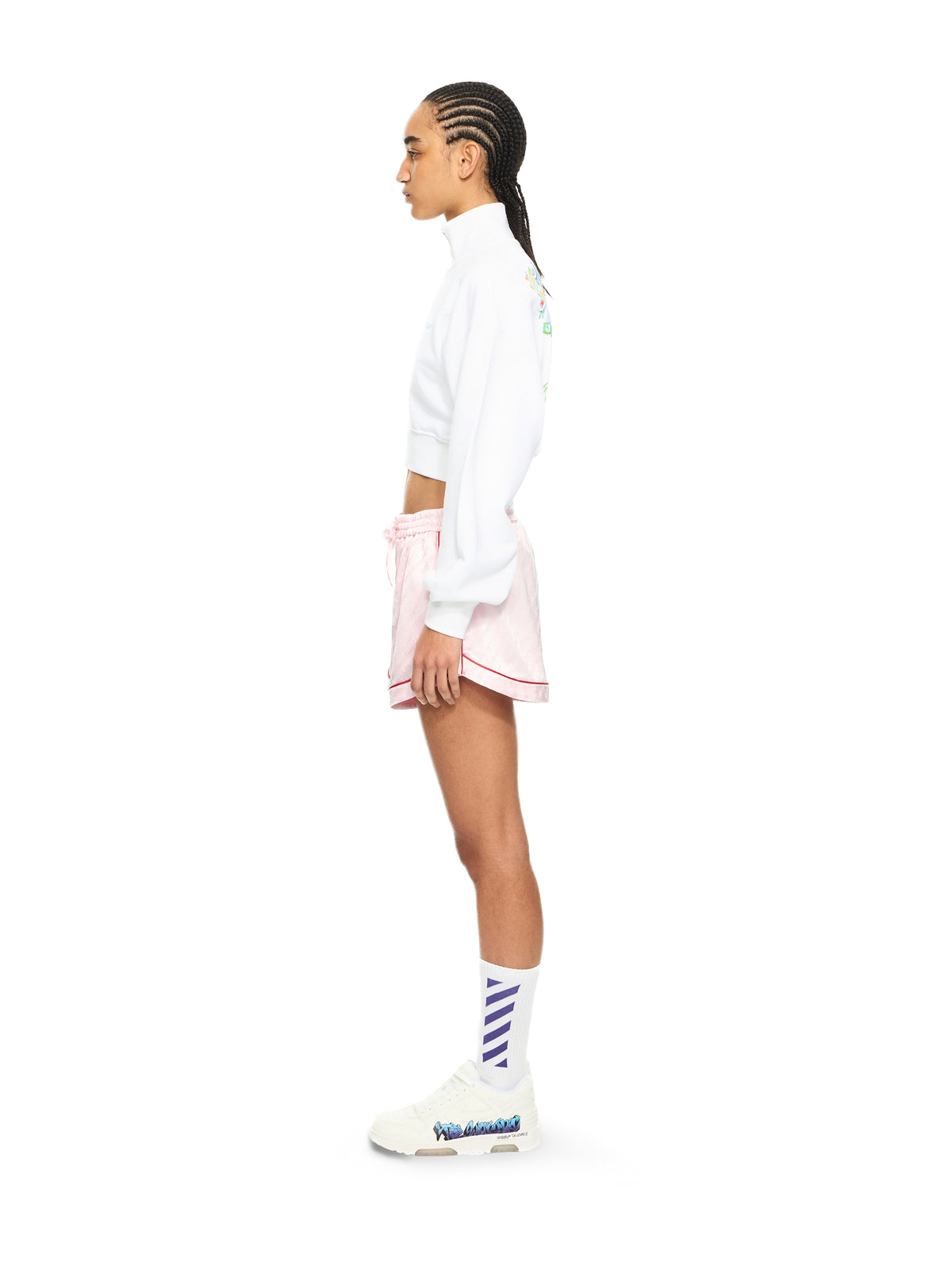 OFF WHITE Jacquard Satin Pajama Shorts Soft Pink-No Color 2CB05IS26FAB001