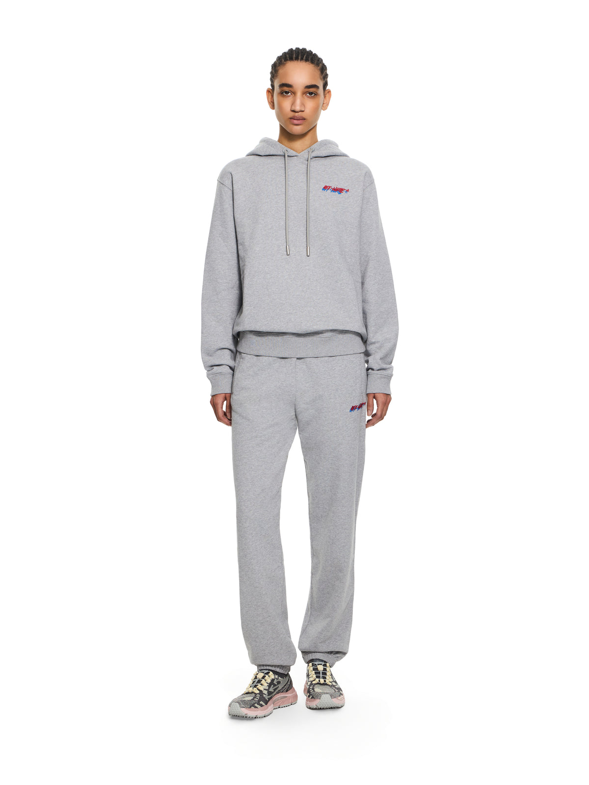 OFF WHITE Off-White Shadow Cuff Sweatpants Gray Melange-Haute Red 2CH006S26FLE001