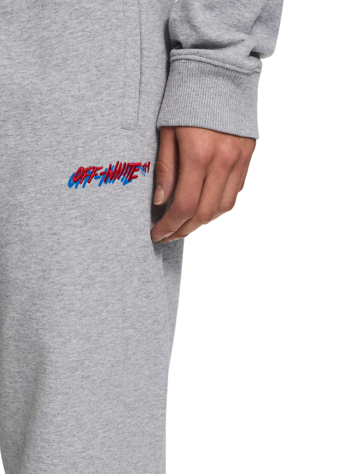 OFF WHITE Off-White Shadow Cuff Sweatpants Gray Melange-Haute Red 2CH006S26FLE001