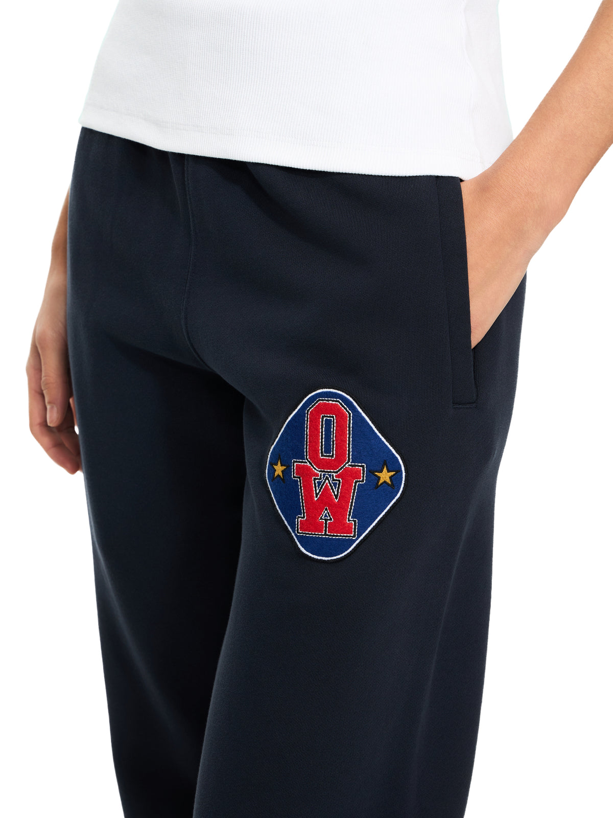 OFF WHITE Royal Patch Cuff Sweatpants Night Sky-Haute Red 2CH006S26FLE002