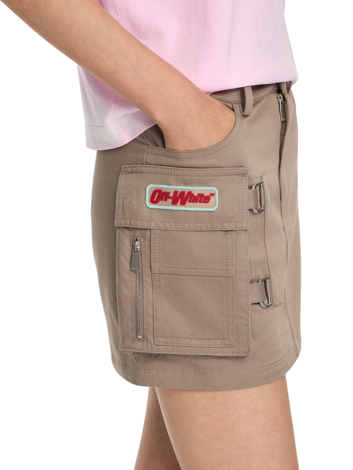 OFF WHITE Pocket Mini Skirt Fungi-Haute Red 2CU01MS26FAB001