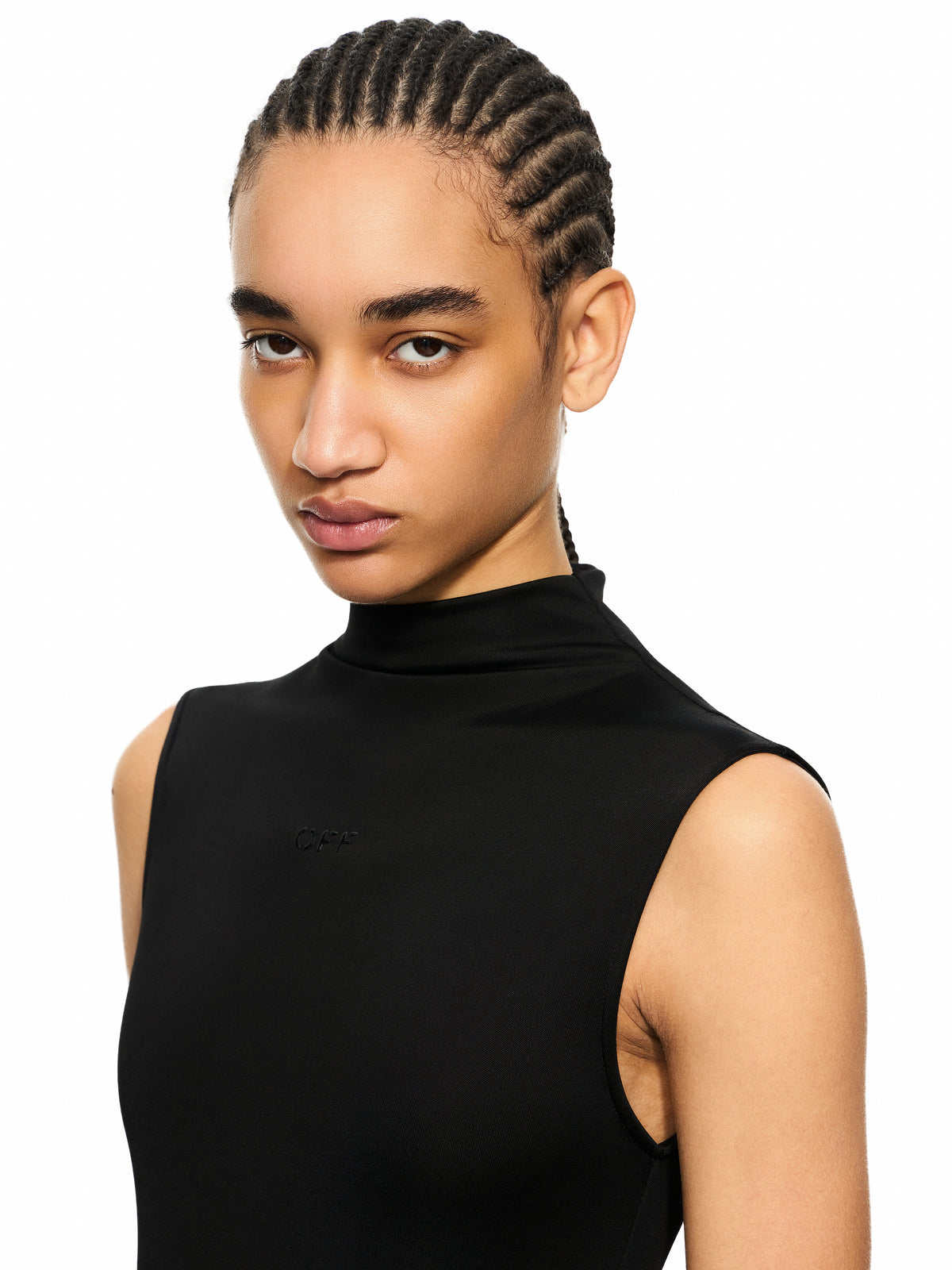 OFF WHITE Fluid Sleeveless Midi Dress Black-Black 2DB578S26JER001