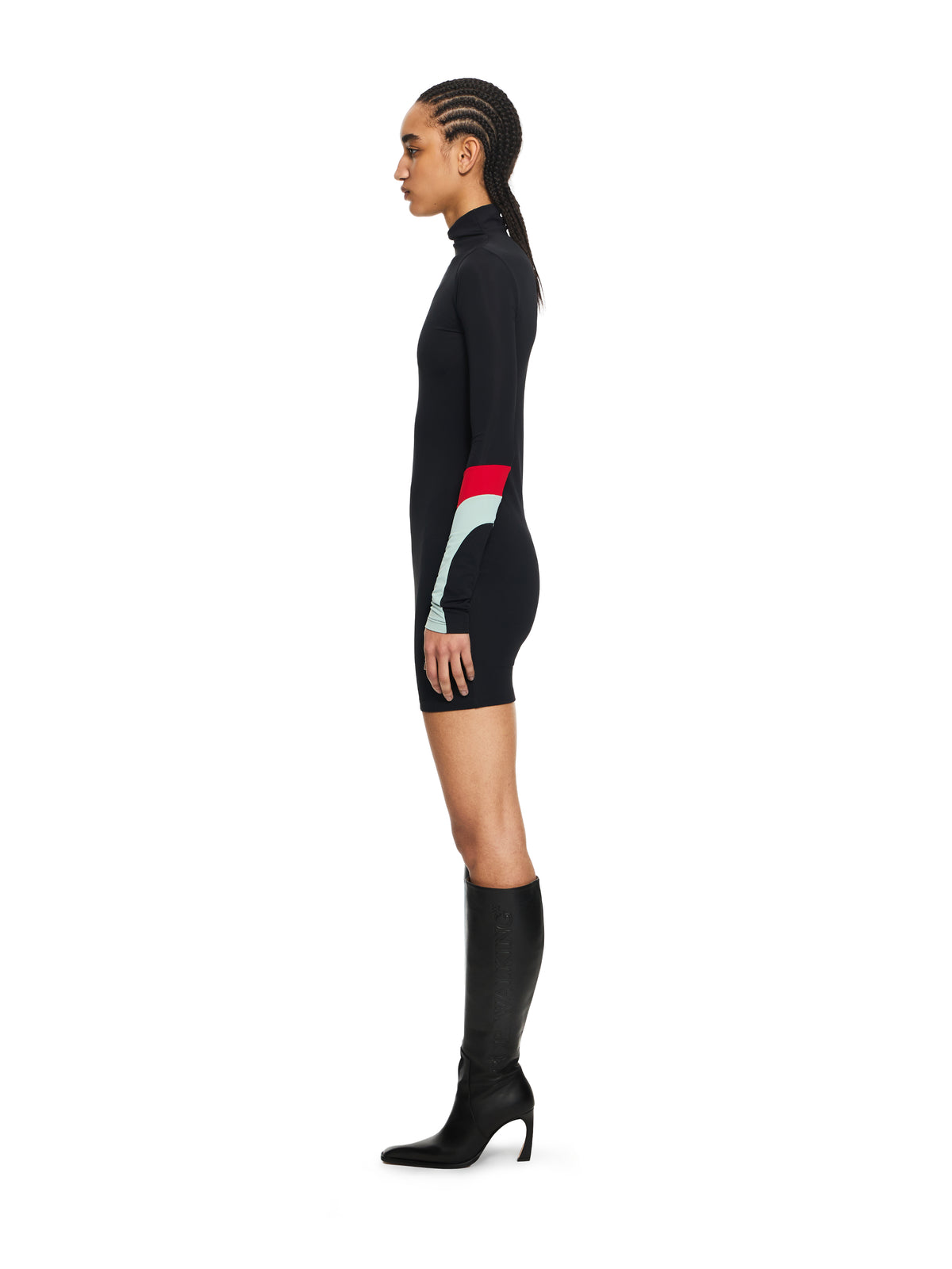 OFF WHITE Lycra Color Insert Mini Dress Black-Black 2DB57DS26JER001