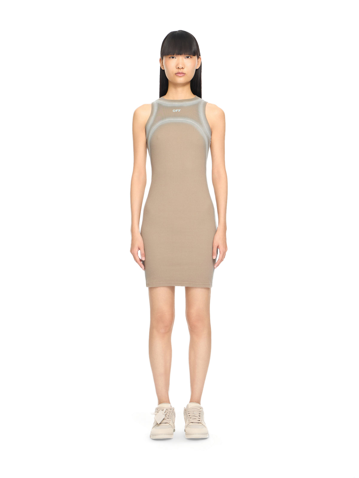 Spray Off Stamp Ribbed Round Dress