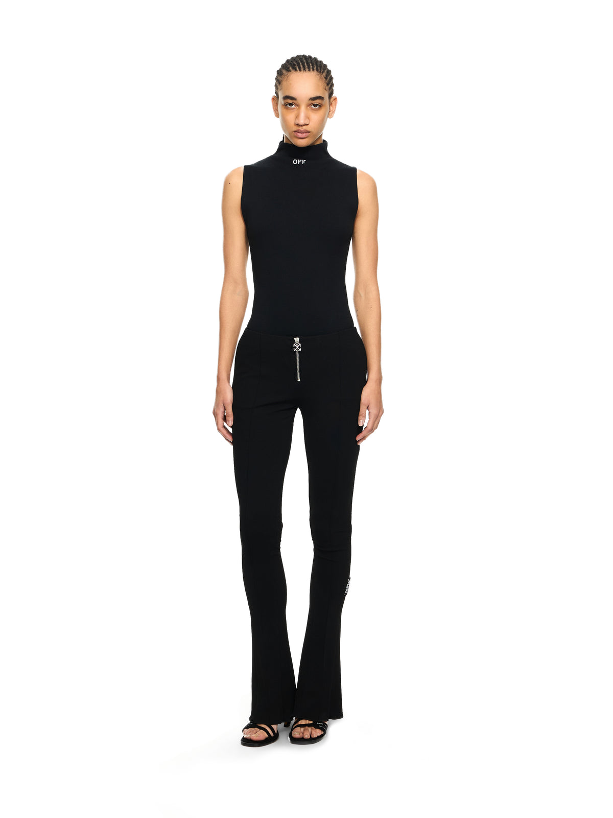 OFF WHITE Off Stamp Ribbed Bodysuit Black-White 2DD04PS26JER001