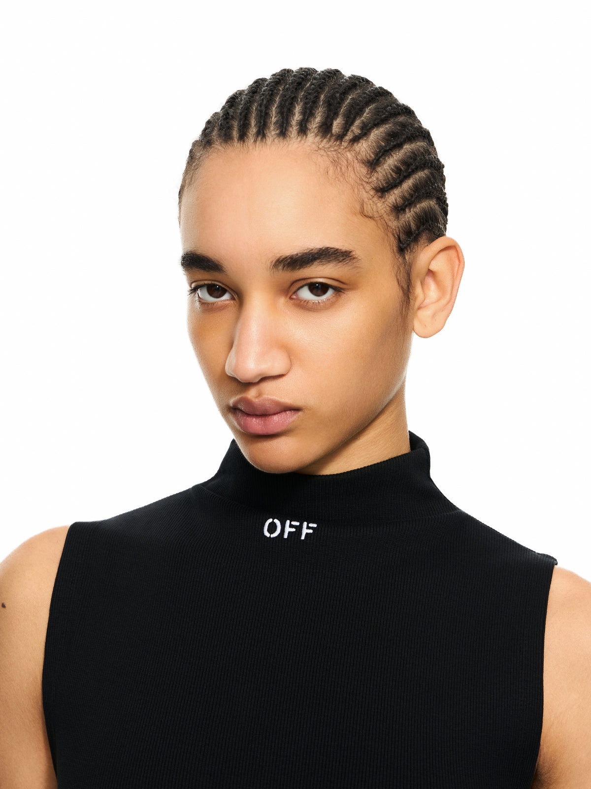 OFF WHITE Off Stamp Ribbed Bodysuit Black-White 2DD04PS26JER001