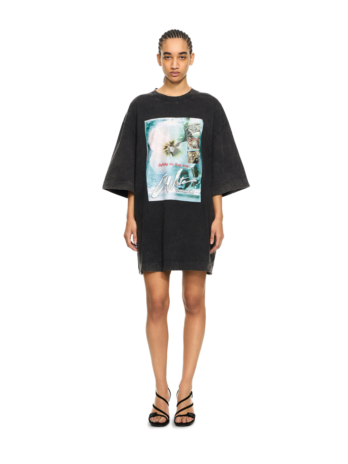 OFF WHITE Over T-shirt Dress Marble Black-White 2DH00AS26JER001