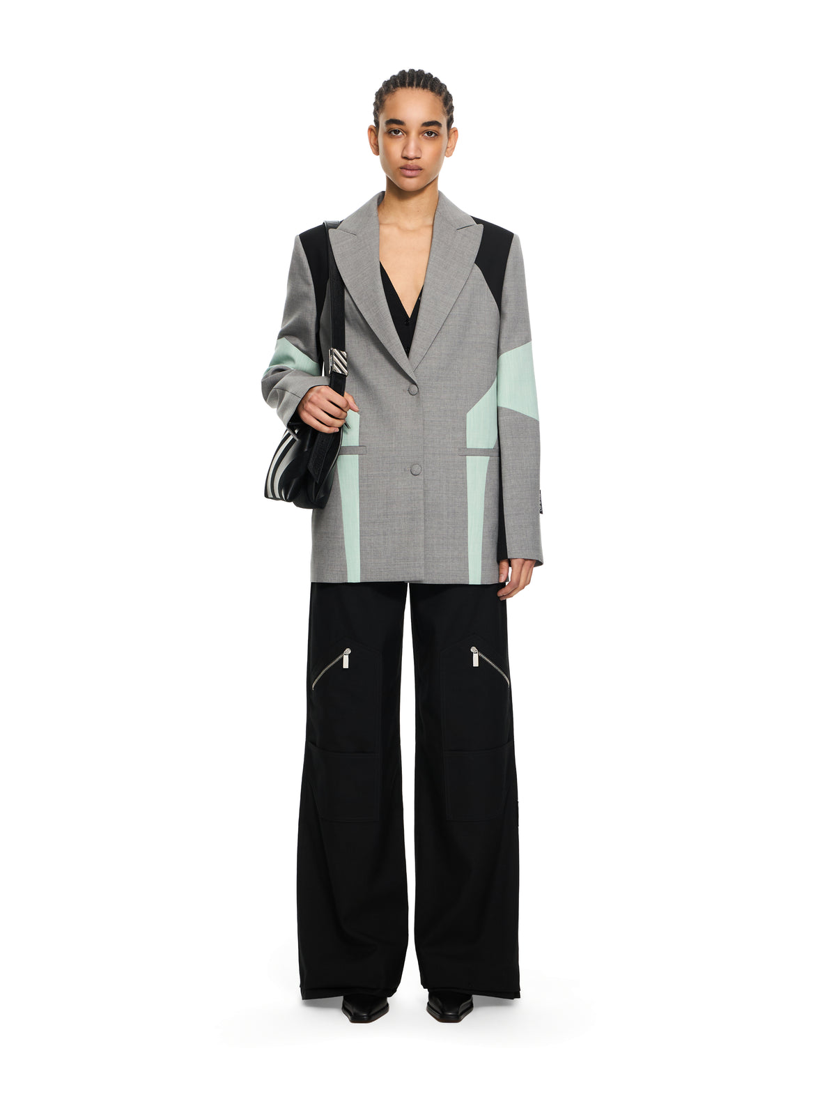 Stretch Color Block Blazer