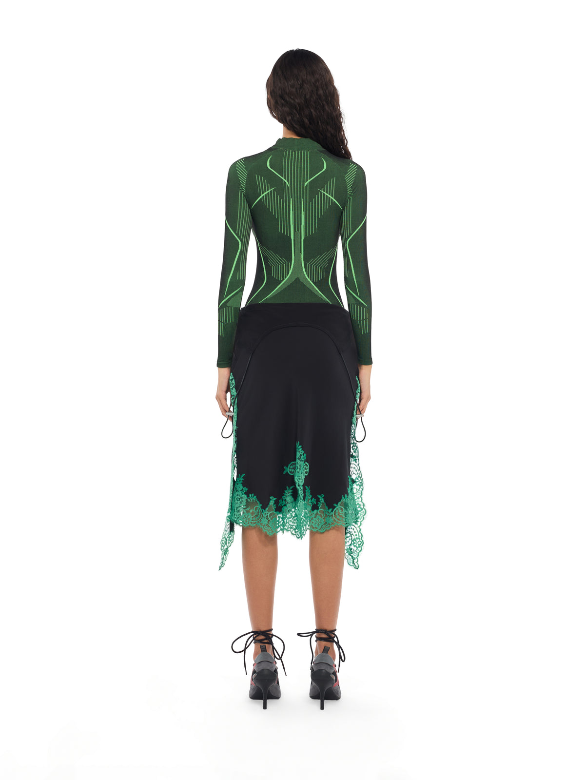 OFF WHITE Seamless Racing Bodysuit Black Kelly Green 2F800879T