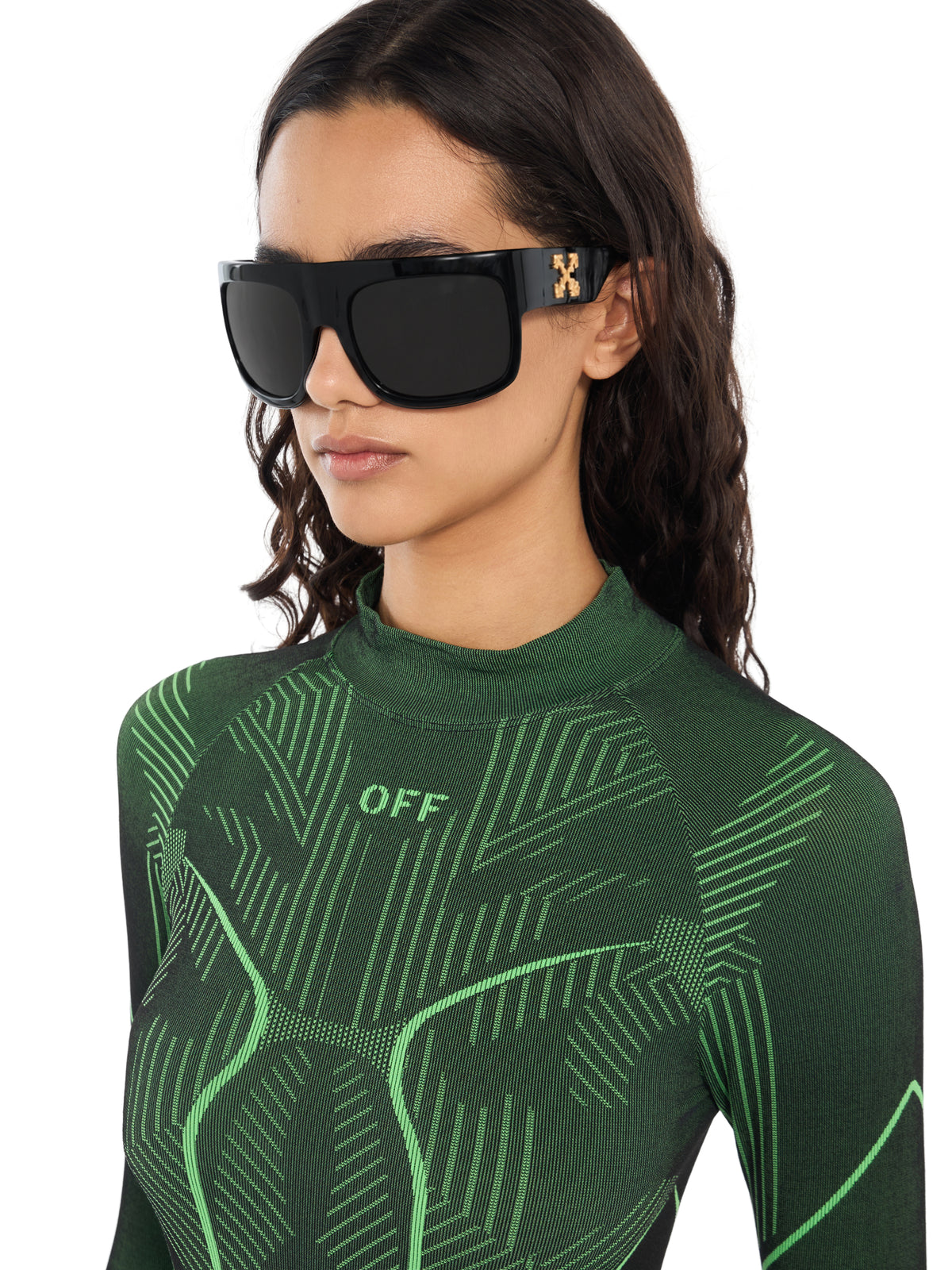 OFF WHITE Seamless Racing Bodysuit Black Kelly Green 2F800879T