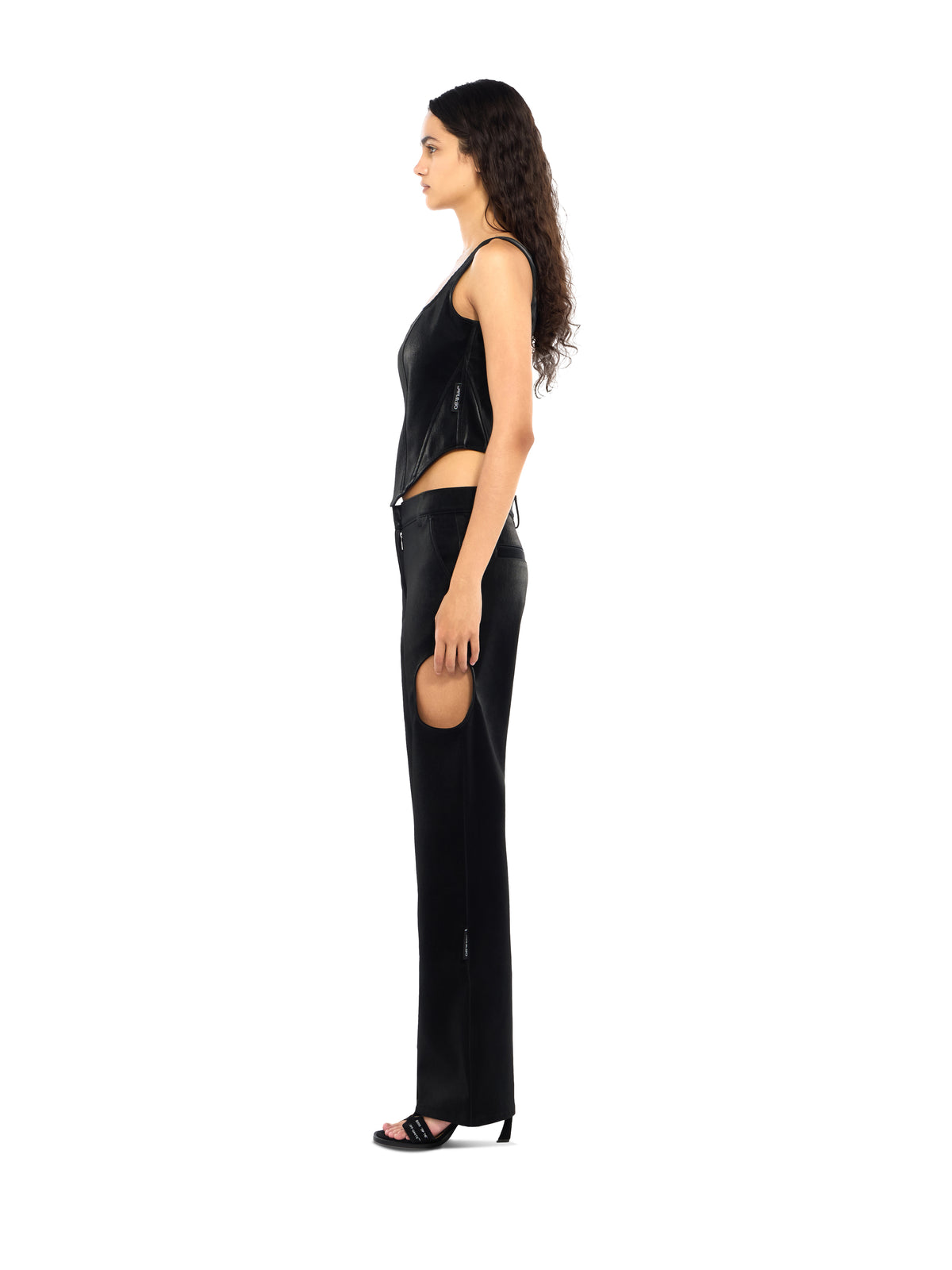 OFF WHITE Velvet-Coated Corset Top Black-Black 2FA00396T