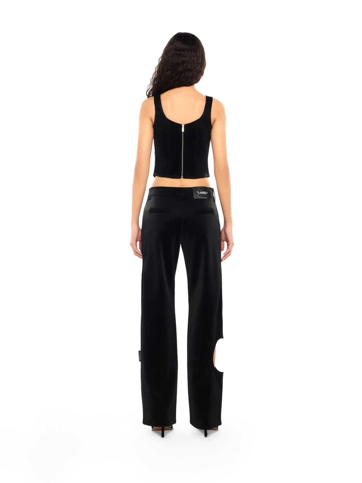 OFF WHITE Velvet-Coated Corset Top Black-Black 2FA00396T