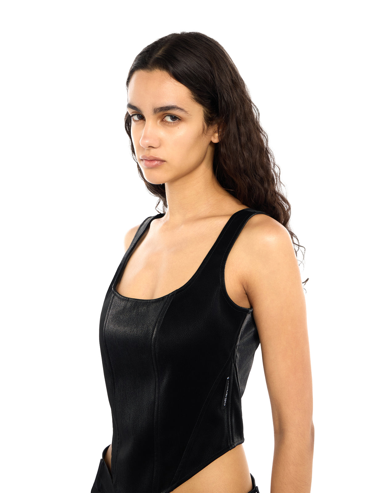 OFF WHITE Velvet-Coated Corset Top Black-Black 2FA00396T