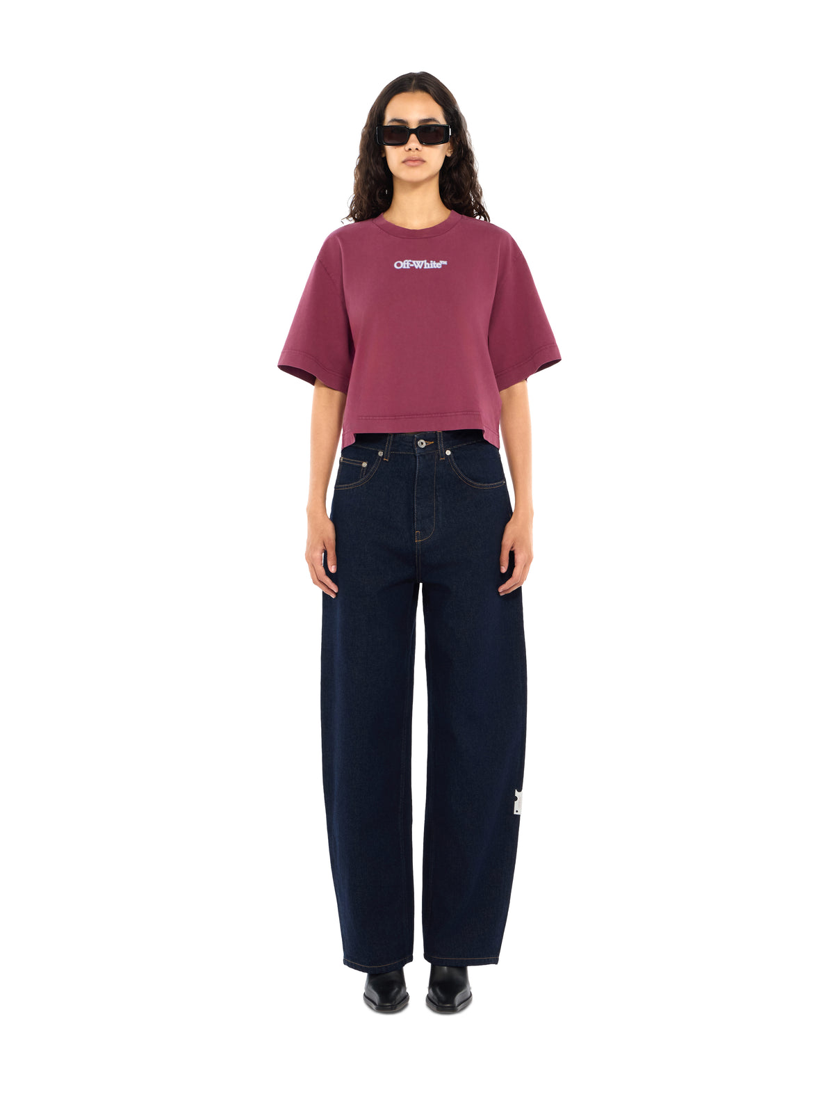 OFF WHITE Hindi Ramage Arrow Crop T-Shirt Fade Out Hawthorn Rose White 2FA00431T