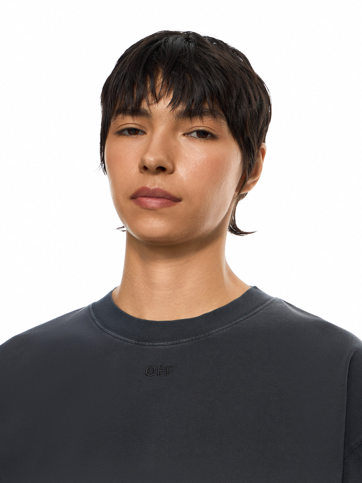 OFF WHITE Laundry Off Stamp Skate T-Shirt Discharged Dark Slate Dark Slate 2FA00442T