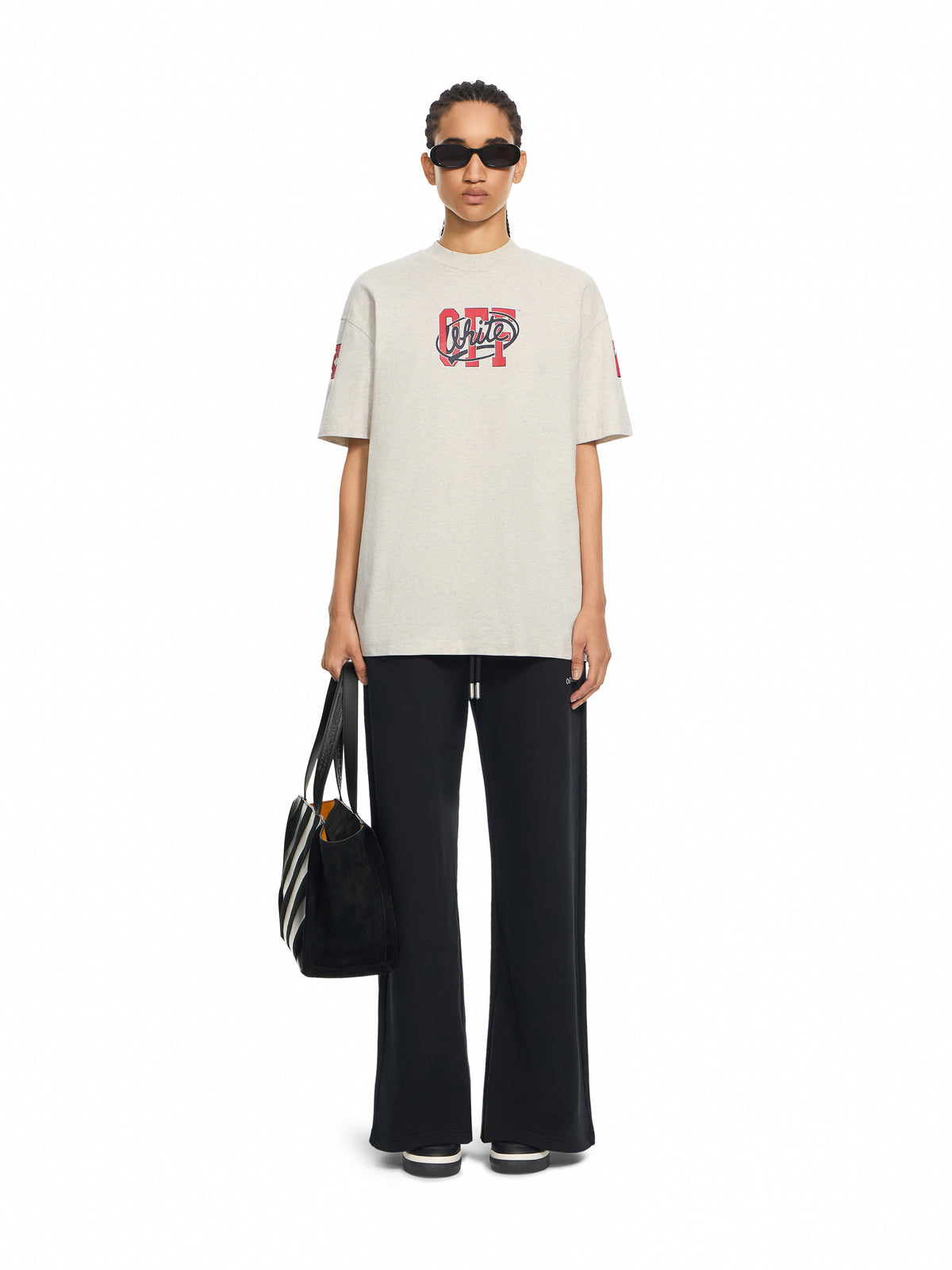 OFF WHITE Off College Regular T-Shirt Grey Melange High Risk Red 2FA00587T