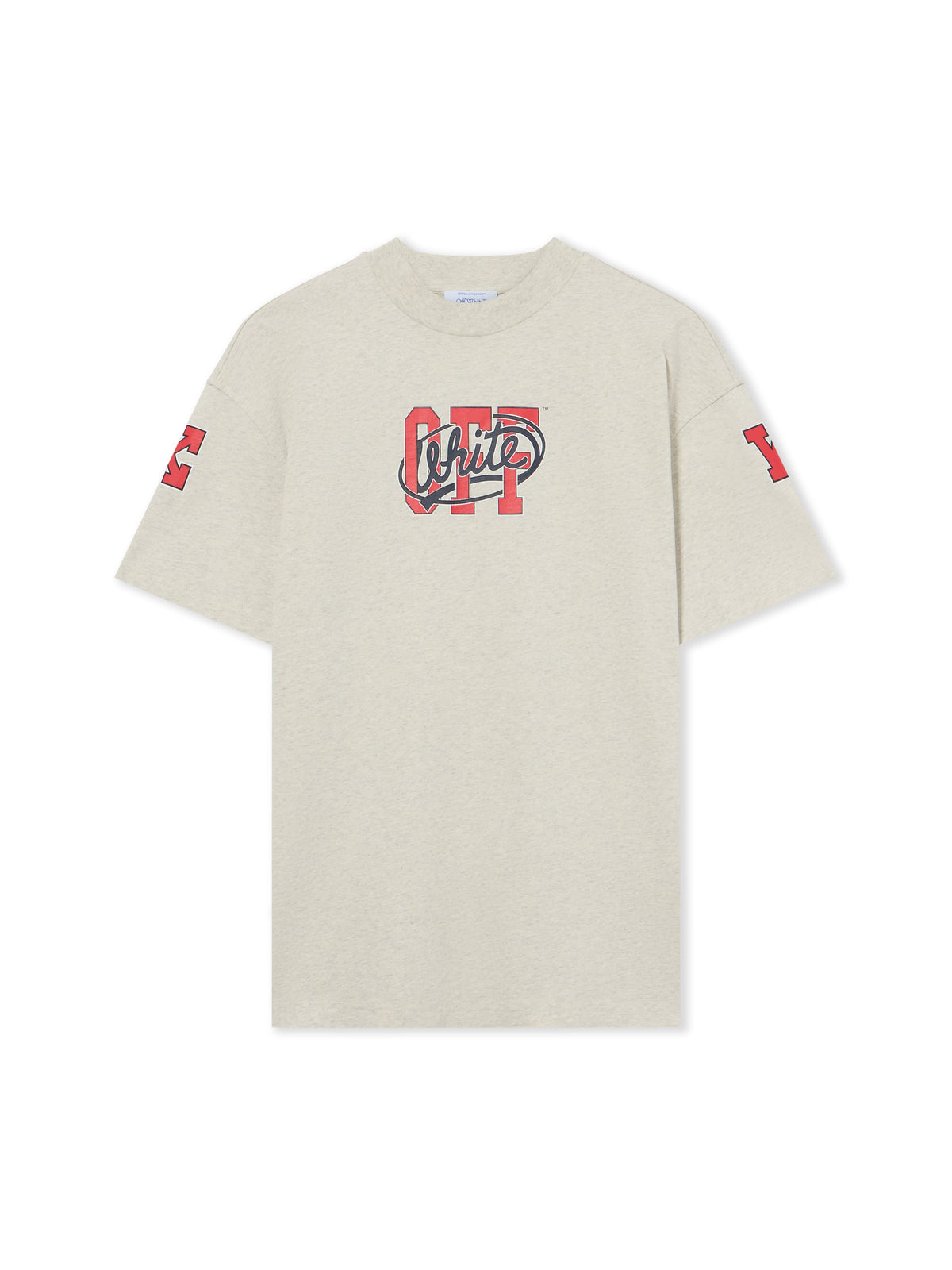 OFF WHITE Off College Regular T-Shirt Grey Melange High Risk Red 2FA00587T