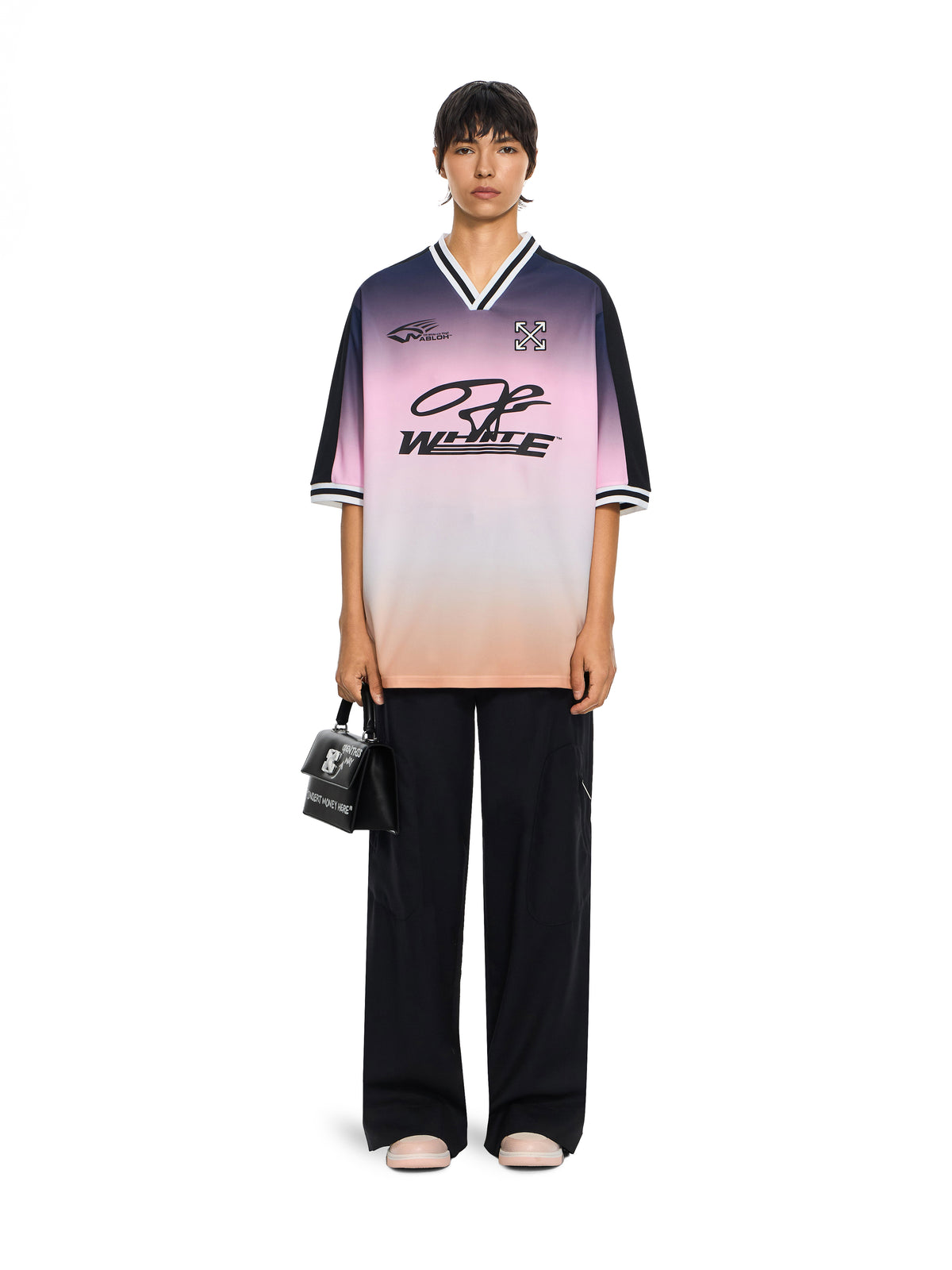 OFF WHITE Degrade Soccer T-Shirt Bellini Black 2FA00642T