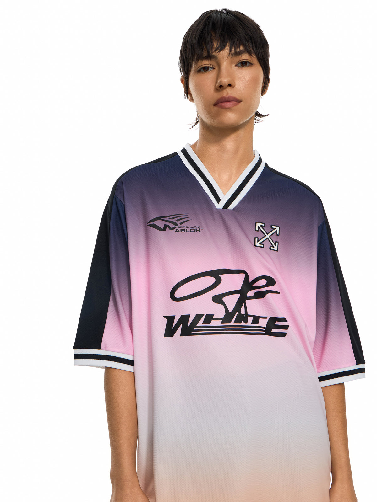 OFF WHITE Degrade Soccer T-Shirt Bellini Black 2FA00642T