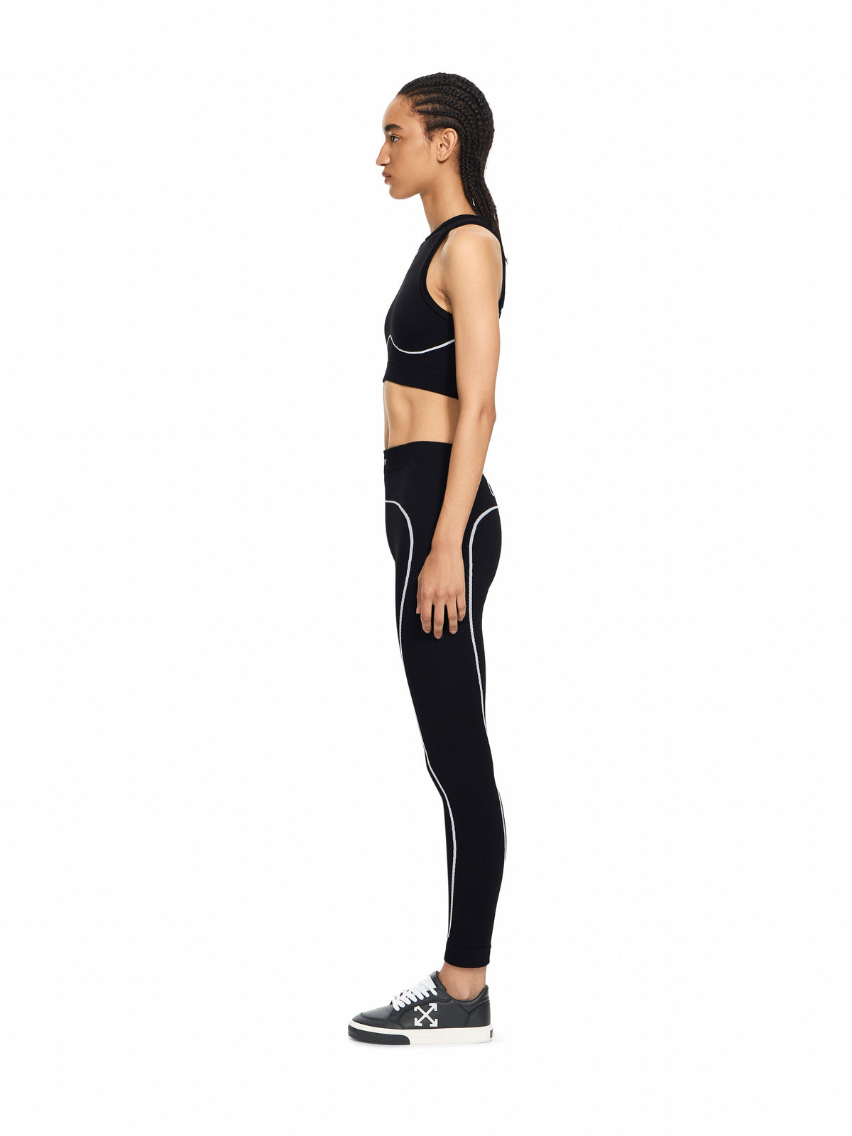 OFF WHITE Off Stamp Seamless Crop Top Black-White 2FA00661T