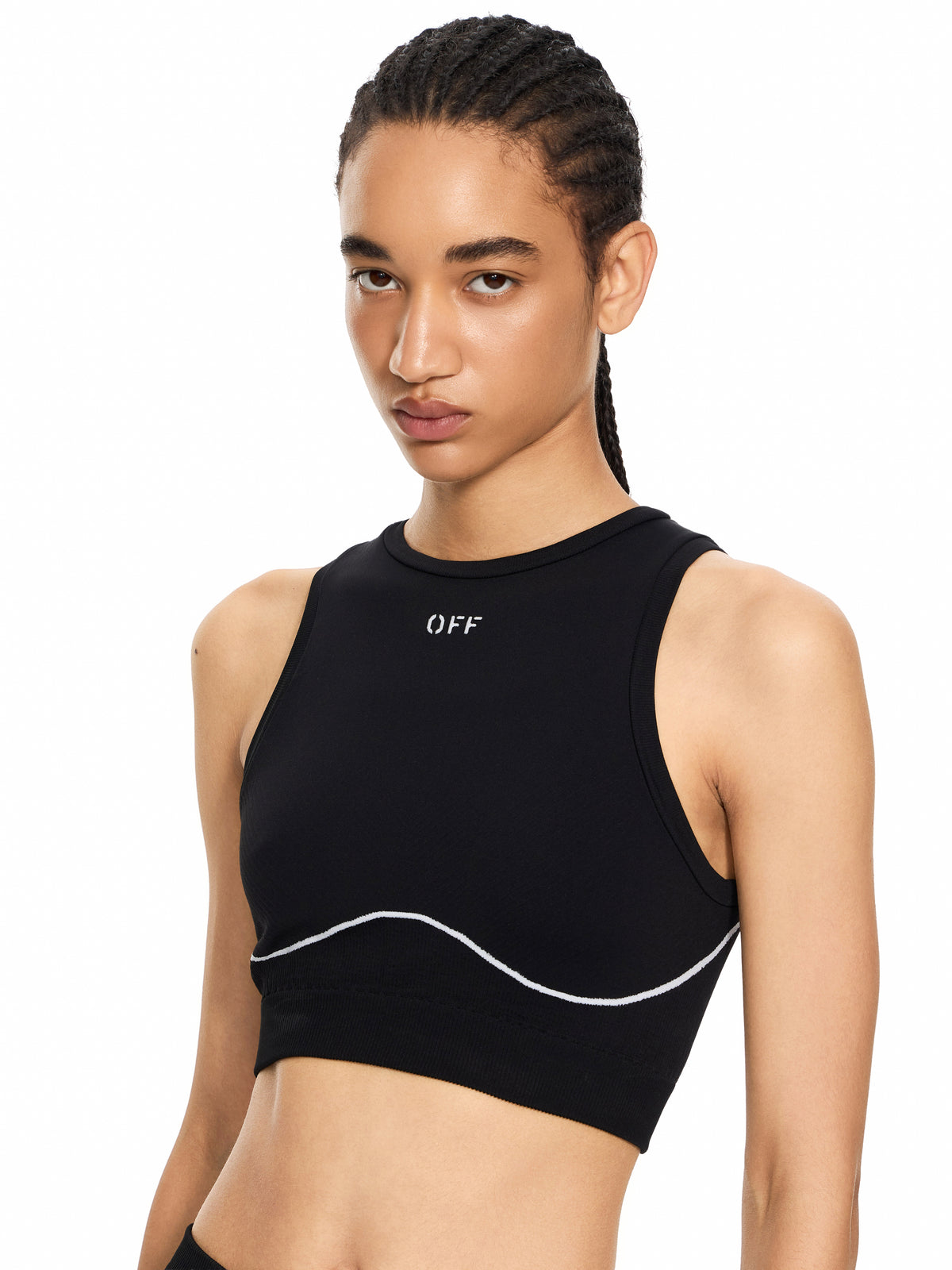 OFF WHITE Off Stamp Seamless Crop Top Black-White 2FA00661T