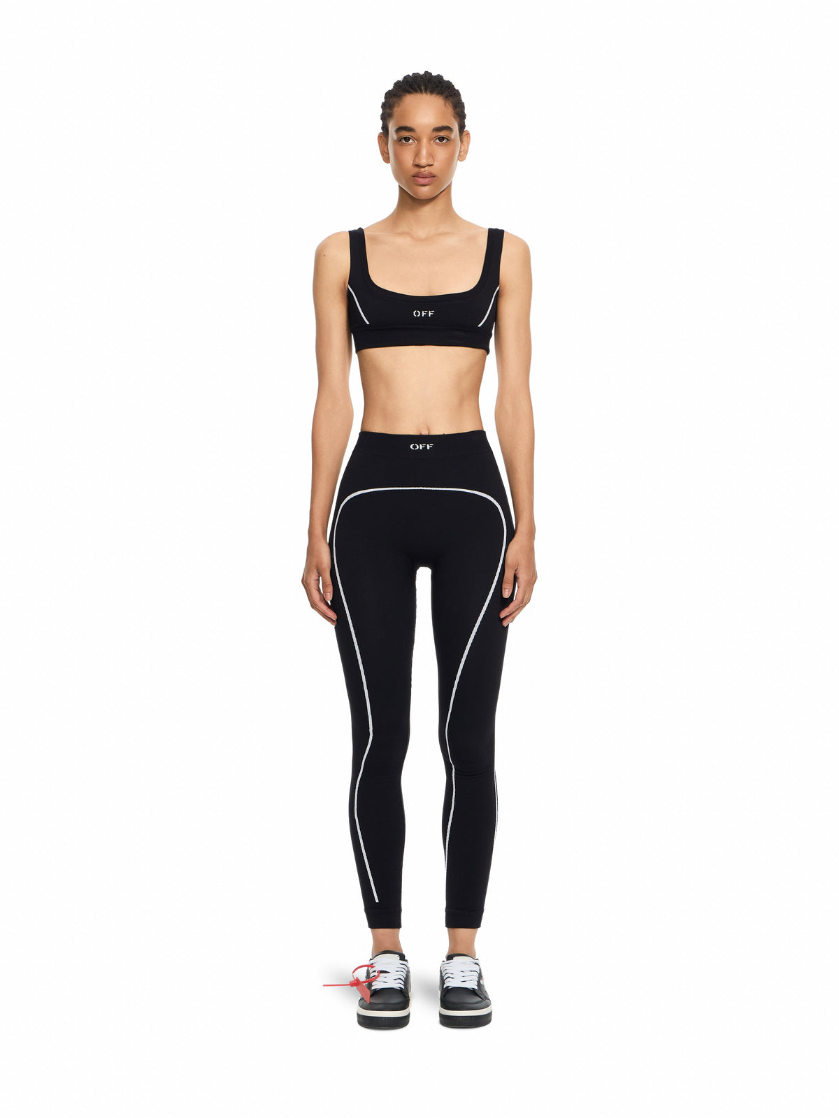 OFF WHITE Off Stamp Seamless Bra Black-White 2FA00669T